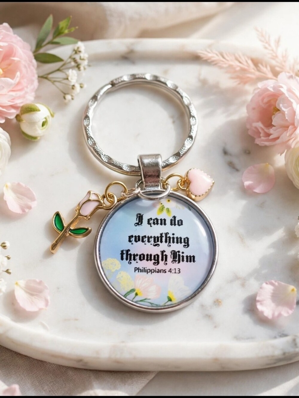 Keychain ,I can do everything through Him Philippians 4:13